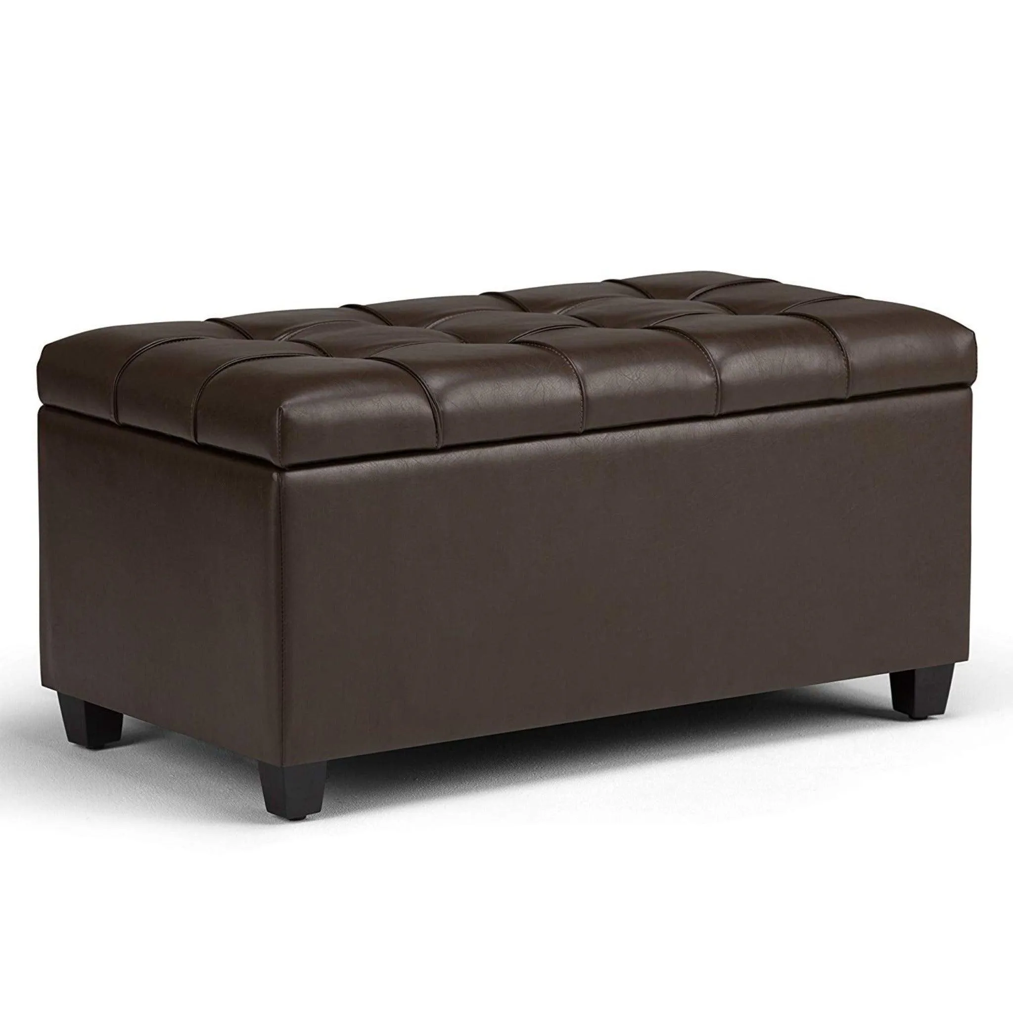 1 Seater Luper Tufted Storage Ottoman Pouffes with Storage Satin (Leatherette)