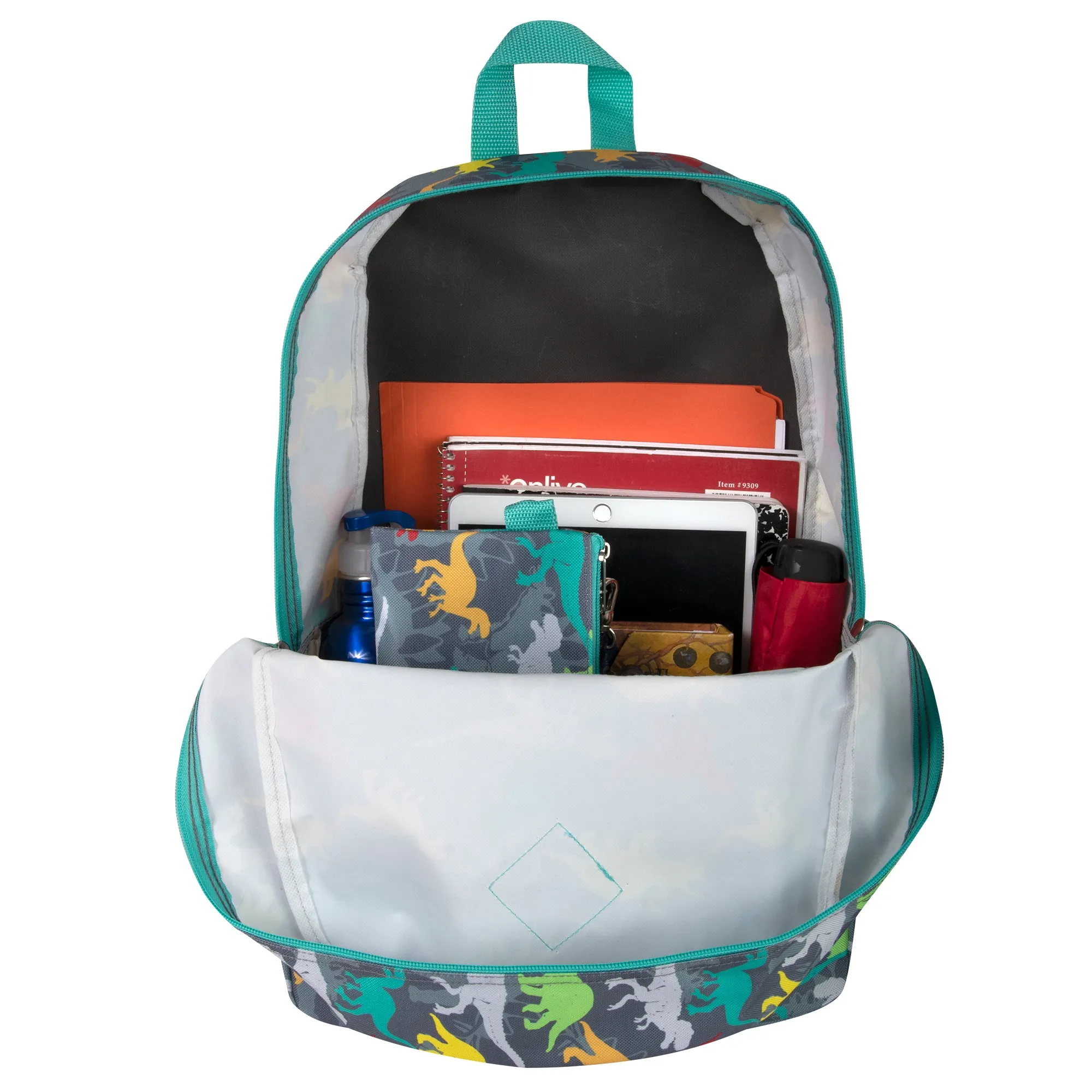 17 Inch Printed Backpack with Matching Pencil Case & Lunch Bag - Dinosaur