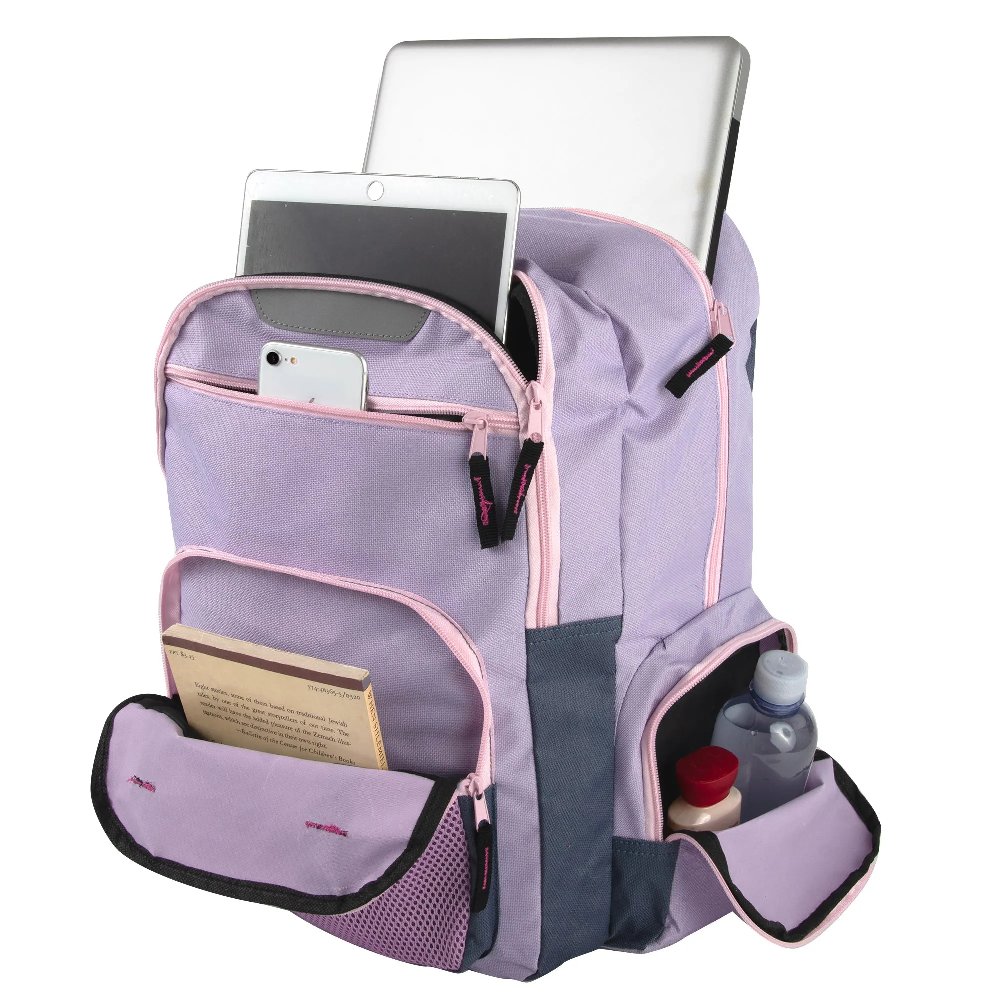 18 Inch Reflective Multi-Pocket Backpack with Laptop Section - 2 Colors