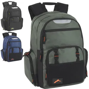 18 Inch Reflective Multi Pocket Backpack with Laptop Section - 3 Colors