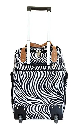 19" Duffel/Tote Bag Gym Luggage Case Wheel Purse Zebra