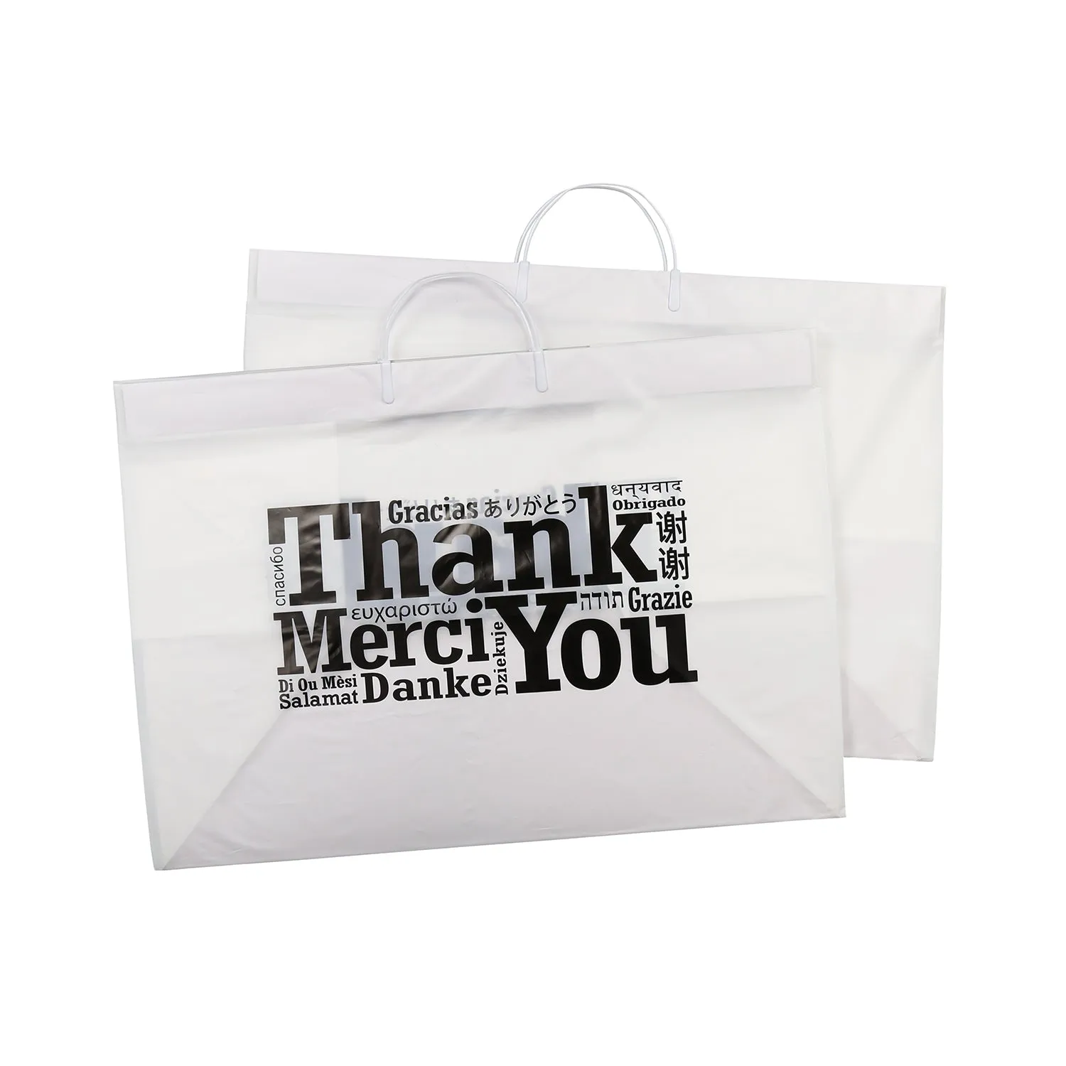 22" x 14" x 15" Rigid Handled Multilingual Shopping Bags, Case of 50