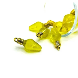 4 or 20 Pieces: Yellow Christmas Lightbulb 3D Acrylic Charms