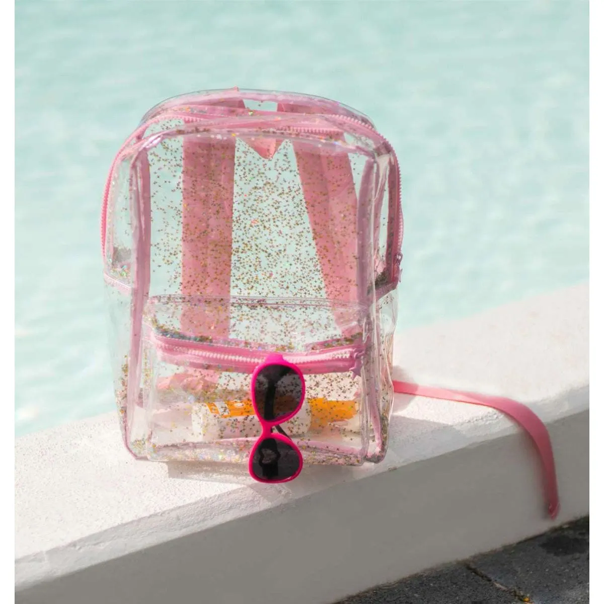 A Little Lovely Company Backpack Glitter - Transparent/Pink