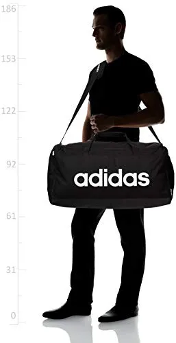 adidas Lin Duffle L Gym Bag - Black/Black/White, NS