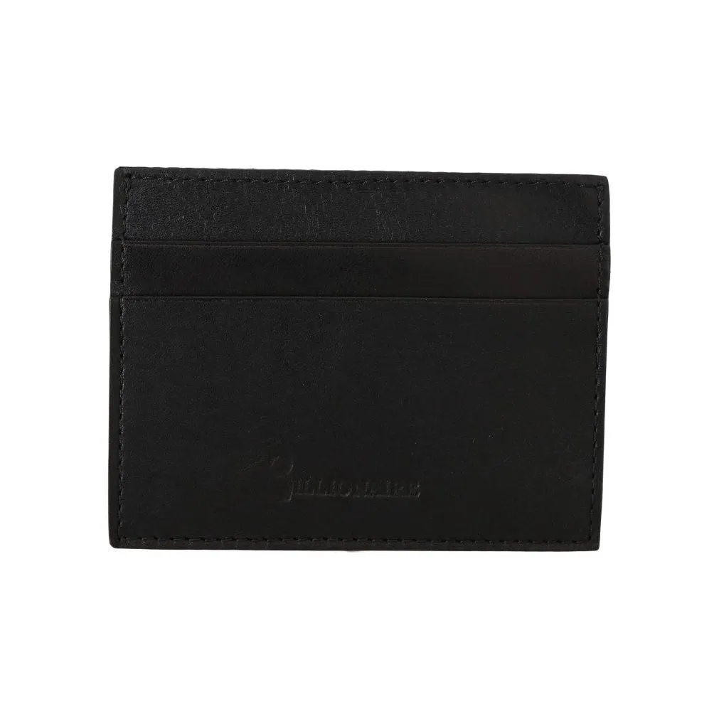 Billionaire Italian Couture Exquisite Black Leather Men's Wallet