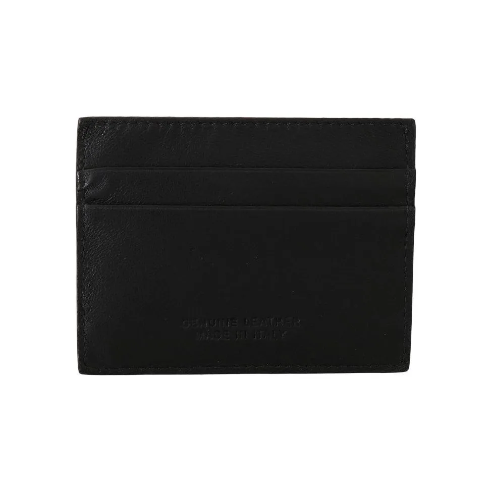 Billionaire Italian Couture Exquisite Black Leather Men's Wallet