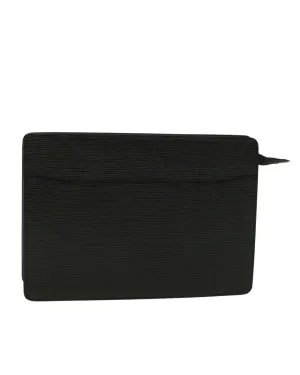 Black Epi Leather Clutch Bag with Authenticity Seal