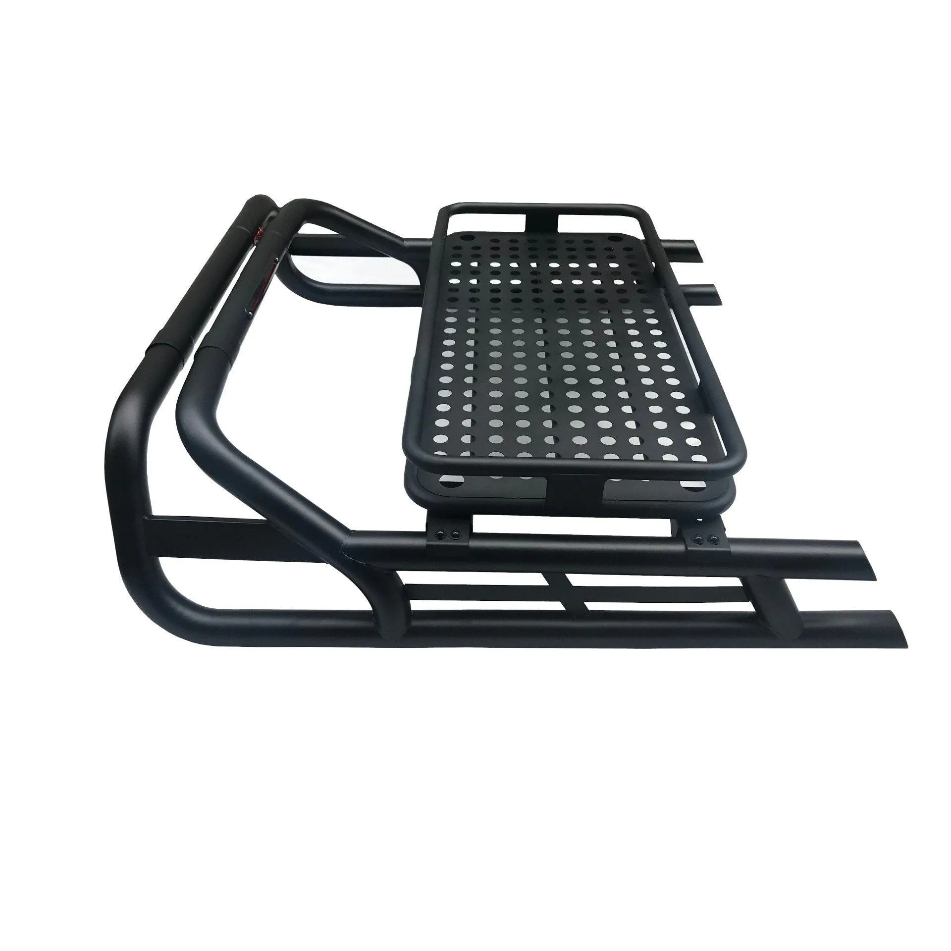 Black Long Arm Roll Sports Bar with Cargo Basket Rack for the Fiat Fullback