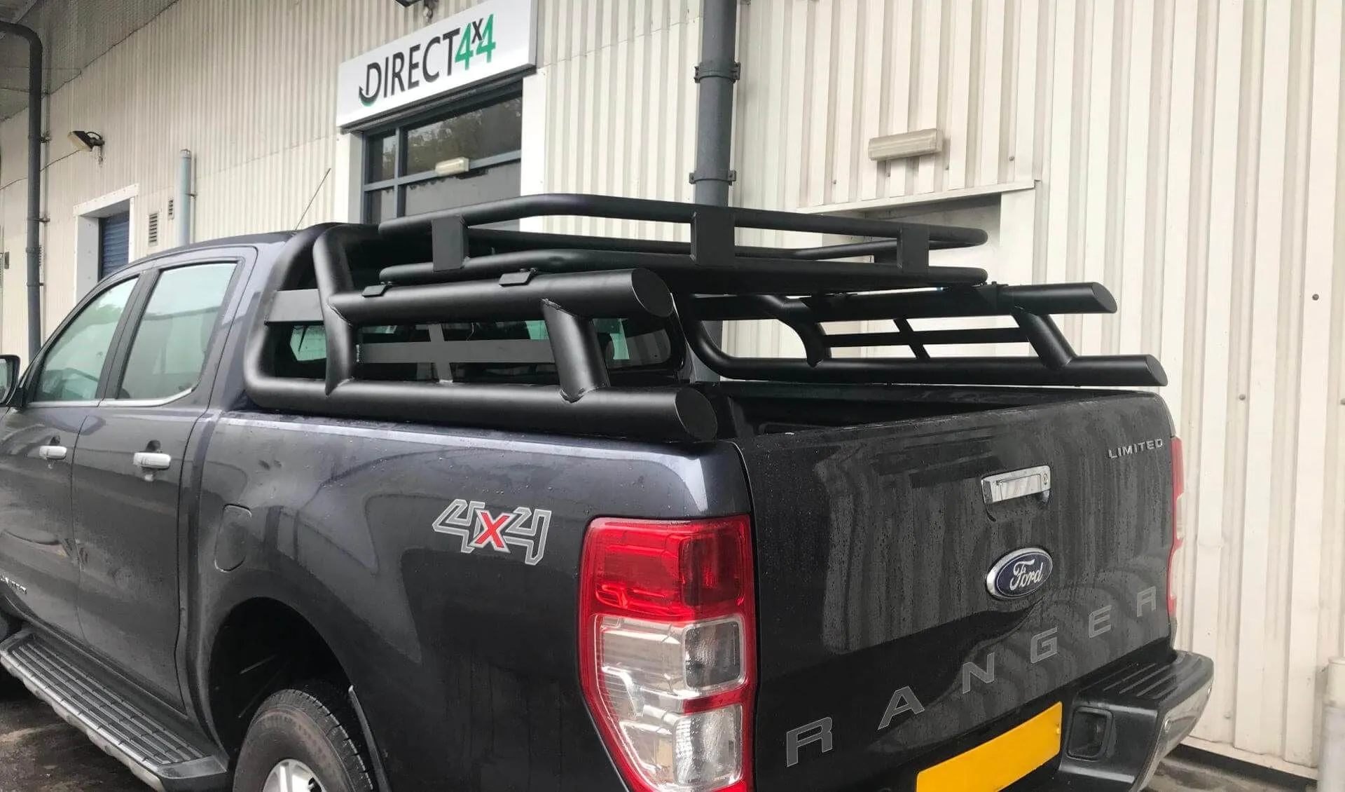 Black SUS201 Long Arm Roll Bar with Cargo Basket Rack for the Ford Ranger 2012 