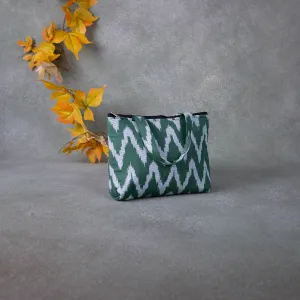 Bristlefront everyday handy bags Green Colour With White Zig Zag Design.