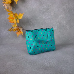 Bristlefront everyday handy bags Green with Pink Dots  Design.