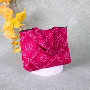 Bristlefront everyday handy bags Pink Colour with Bandhani Design