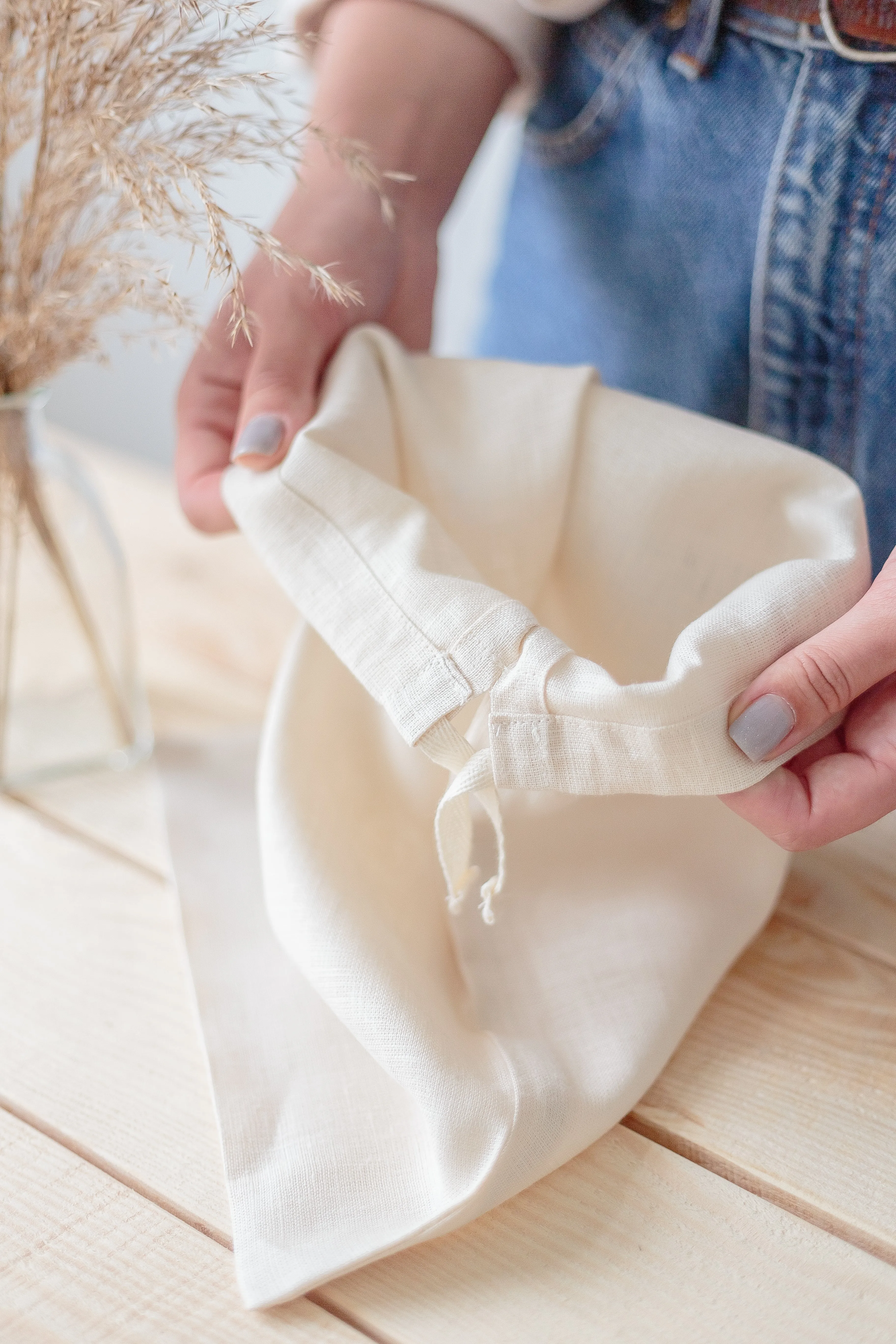 Eggshell Linen Storage Bag