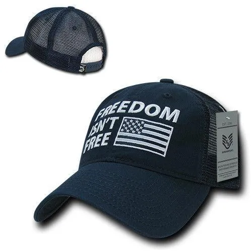 Freedom Is Not Free Patriotic USA Flag Trucker Cotton Baseball Caps Hats