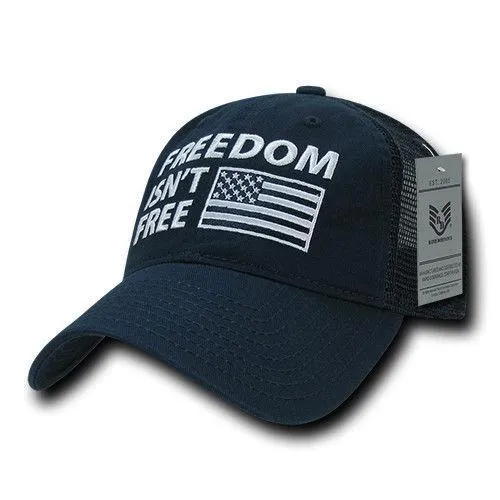 Freedom Is Not Free Patriotic USA Flag Trucker Cotton Baseball Caps Hats