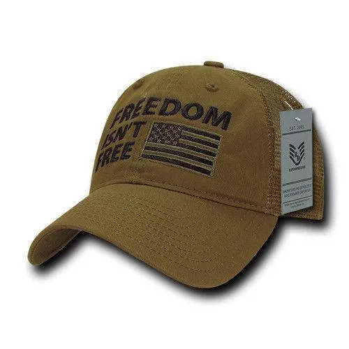 Freedom Is Not Free Patriotic USA Flag Trucker Cotton Baseball Caps Hats