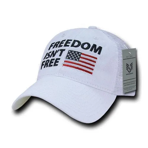 Freedom Is Not Free Patriotic USA Flag Trucker Cotton Baseball Caps Hats