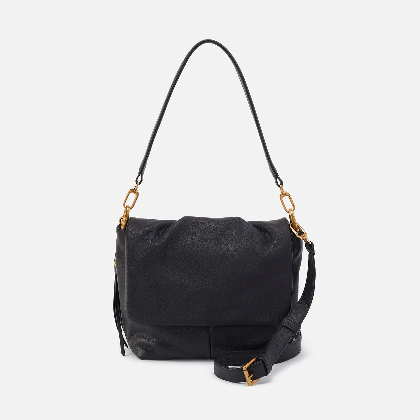 Harley Convertible Shoulder In Pebbled Leather - Black