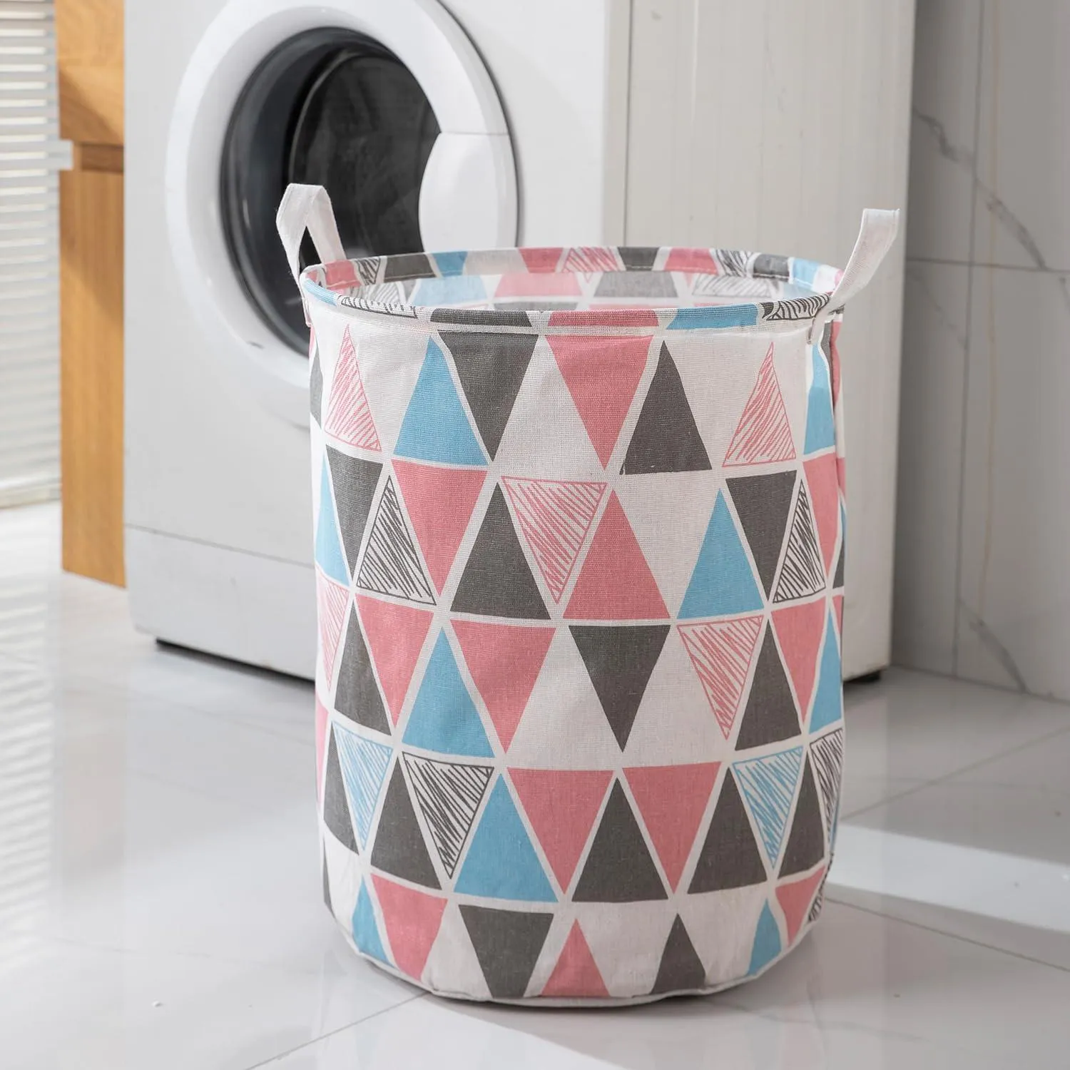 HOKIPO Folding Laundry Basket for Clothes - Large 43 LTR, Multicolor