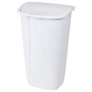 Kitchen Wastebasket, Swing Top, White, 11-Gal.