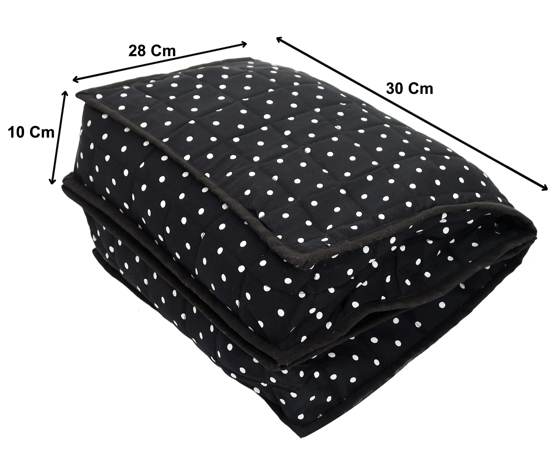 Kuber Industries Dot Printed Foldable Cotton Storage Bag/Garments Organizer With 2 Tranasparent Compartment (Black) -45KM033