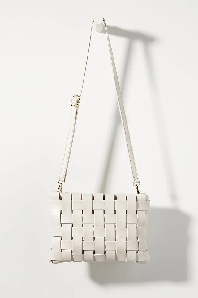 Lindy Anthropologie wicker clutch, white