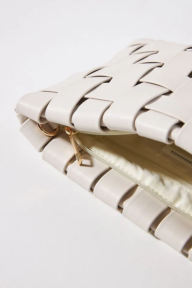 Lindy Anthropologie wicker clutch, white