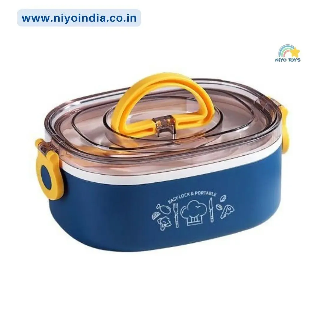 Lunch Box with Stainless Steel Inner Case, Fork & Spoon, Insulated Lunch Box