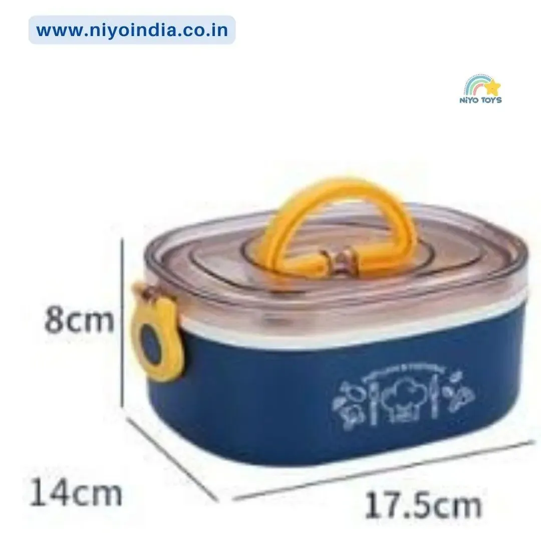 Lunch Box with Stainless Steel Inner Case, Fork & Spoon, Insulated Lunch Box