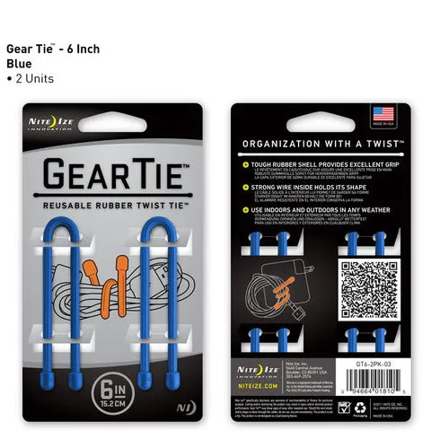 Nite Ize Gear Tie 6 inch - Blue 2pk