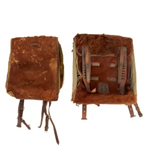 Original German WWII Radio Signalman #3 Fernsprechtornister Cowhide Backpack and Tornister 34 Backpack - Dated 1937 * 1938 - 2 Packs