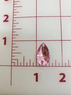 Rhinestones - 13x22mm Czech "Bright-Cut" Light Pink Pear-Shape Sew-On