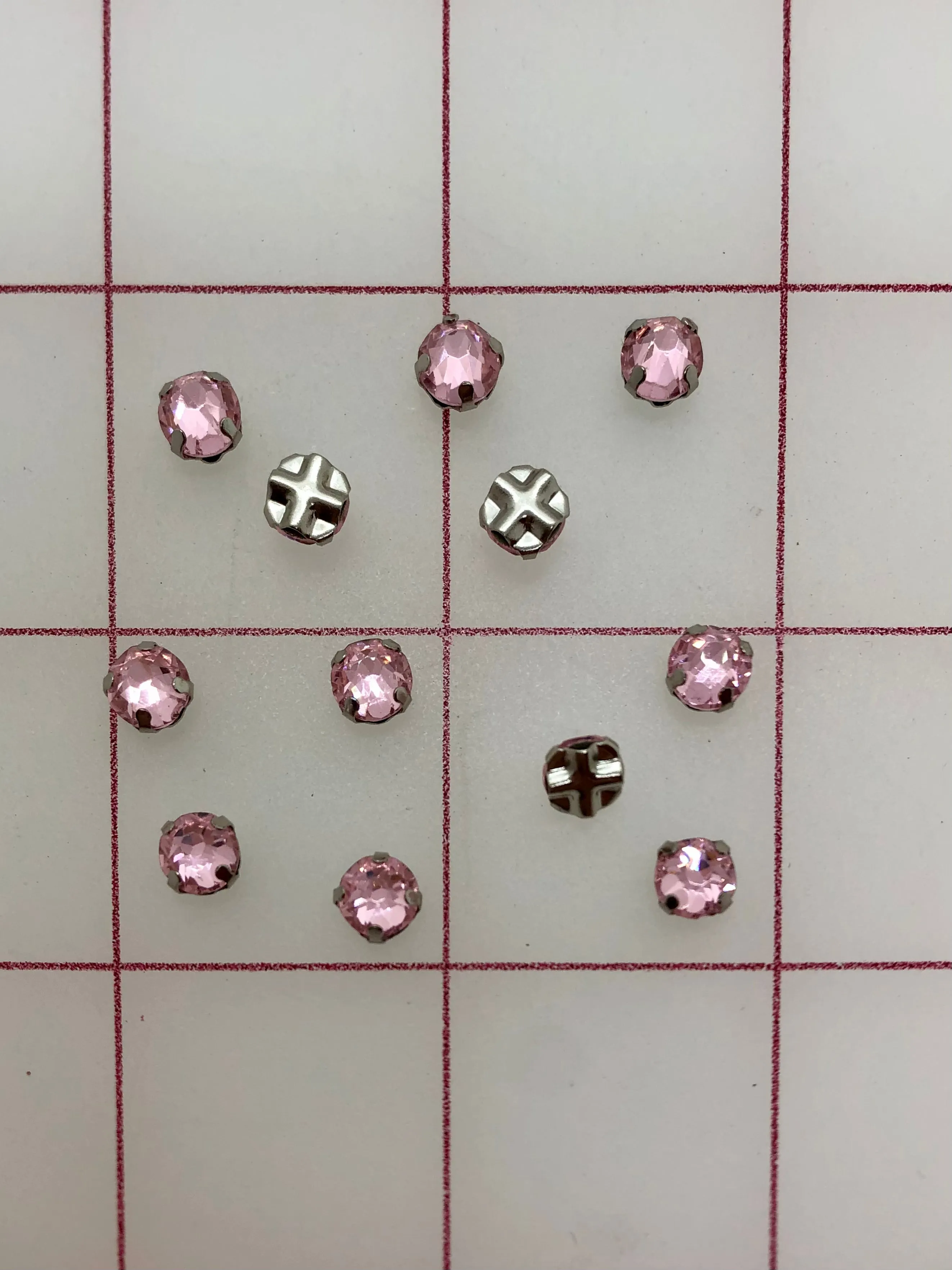 Rhinestones - 30SS Czech Bright-Cut Rose Montees Light Pink 12-Pack