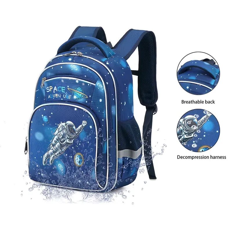 Space Adventure Print Large Capacity Waterproof School Bag - Galaxy-Themed Backpack