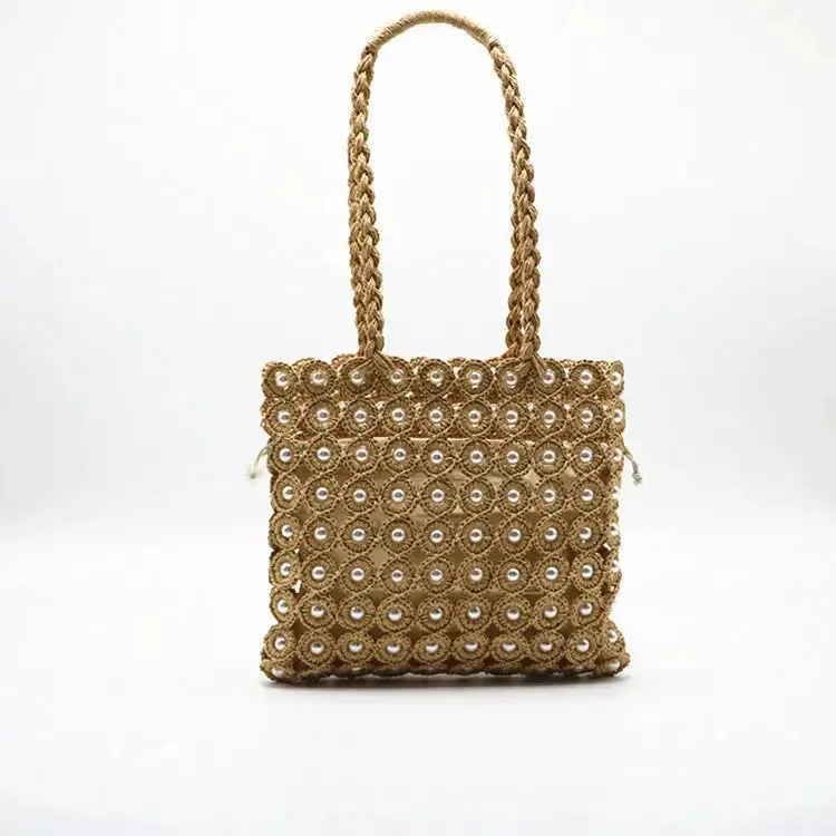 Stylish Woven Pearl Handbag