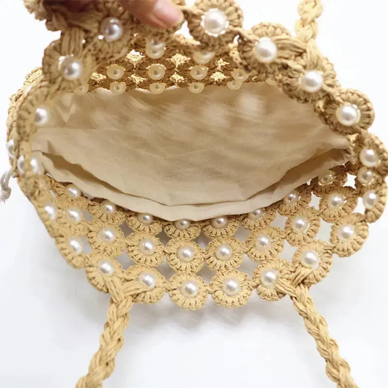 Stylish Woven Pearl Handbag