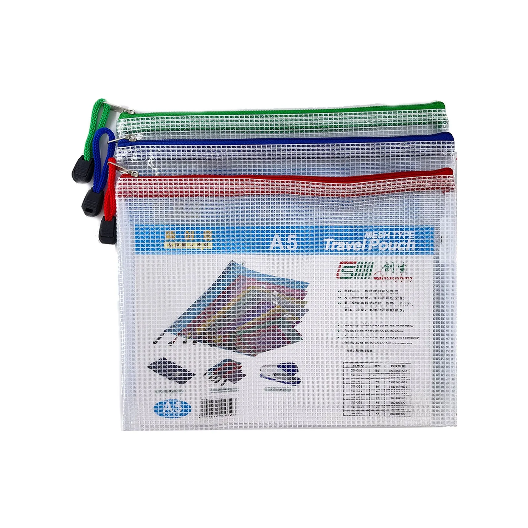 Universal Crafts Waterproof Storage Bags with Zipper A5 - 1 Pack - 17.6cm x 22.9cm - White with Assorted Zip